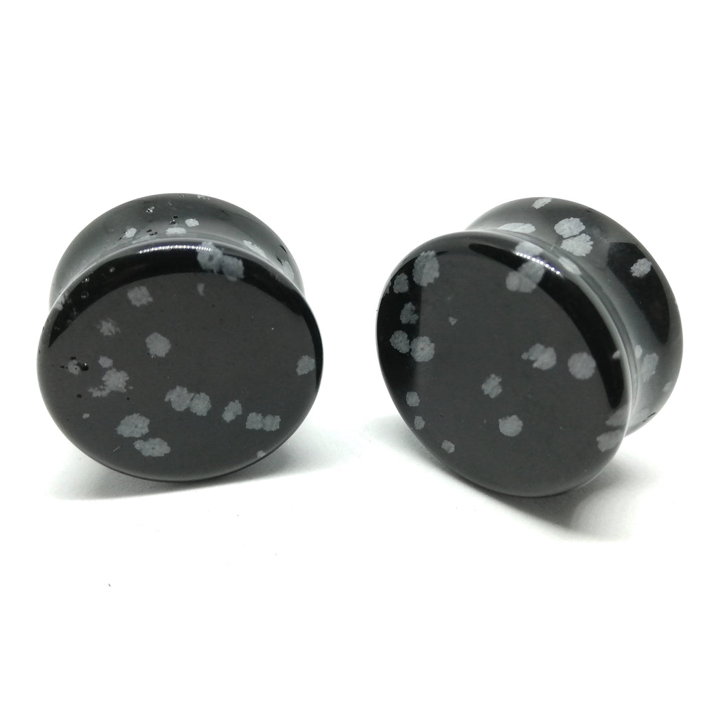 Black & White Snowflake Obsidian Stone Plugs