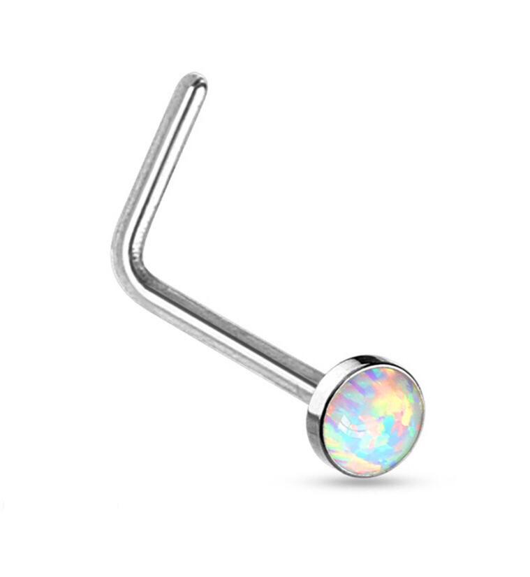 Silver Opal Nose Pin