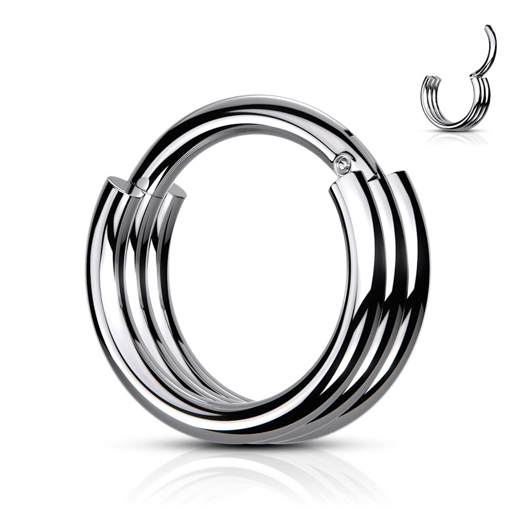 Silver Stacked Septum Ring
