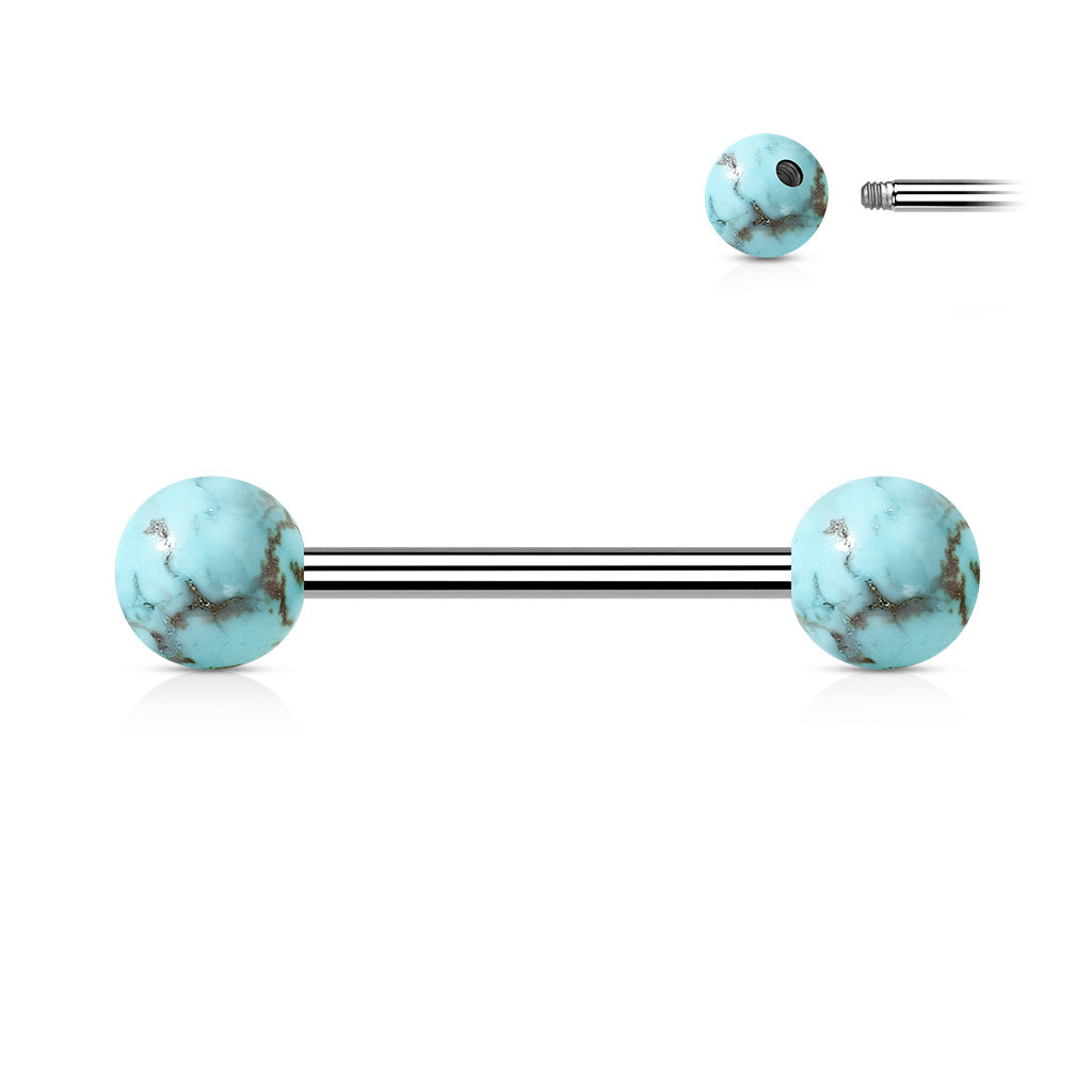 Turquoise Stone Straight Barbell